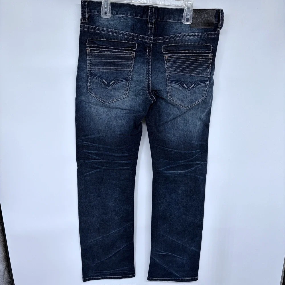 New Mens‎ Affliction Blake Blue Jeans Size 34 Distressed Style Grunge Straight